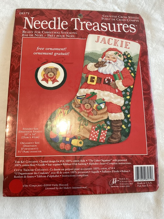 Other - Cross Stitch Stocking Kit NEW Christmas Holiday Santa Embroidery